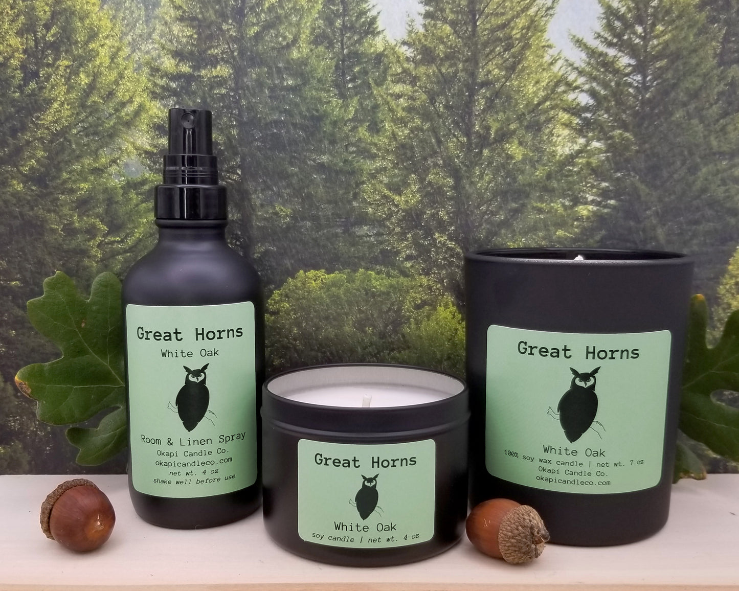 Great Horned Owl Soy Candle - White Oak Fragrance
