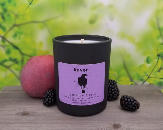 Raven Soy Candle - Blackberry & Plum Fragrance