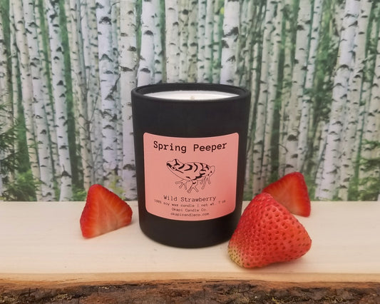 Spring Peeper Frog Inspired Soy Candle - Wild Strawberry Fragrance