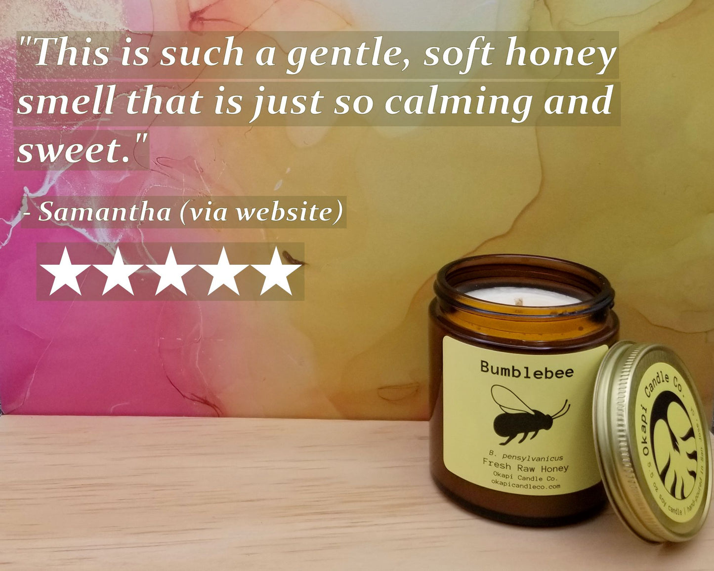 Bumblebee Soy Candle - Fresh Raw Honey Fragrance