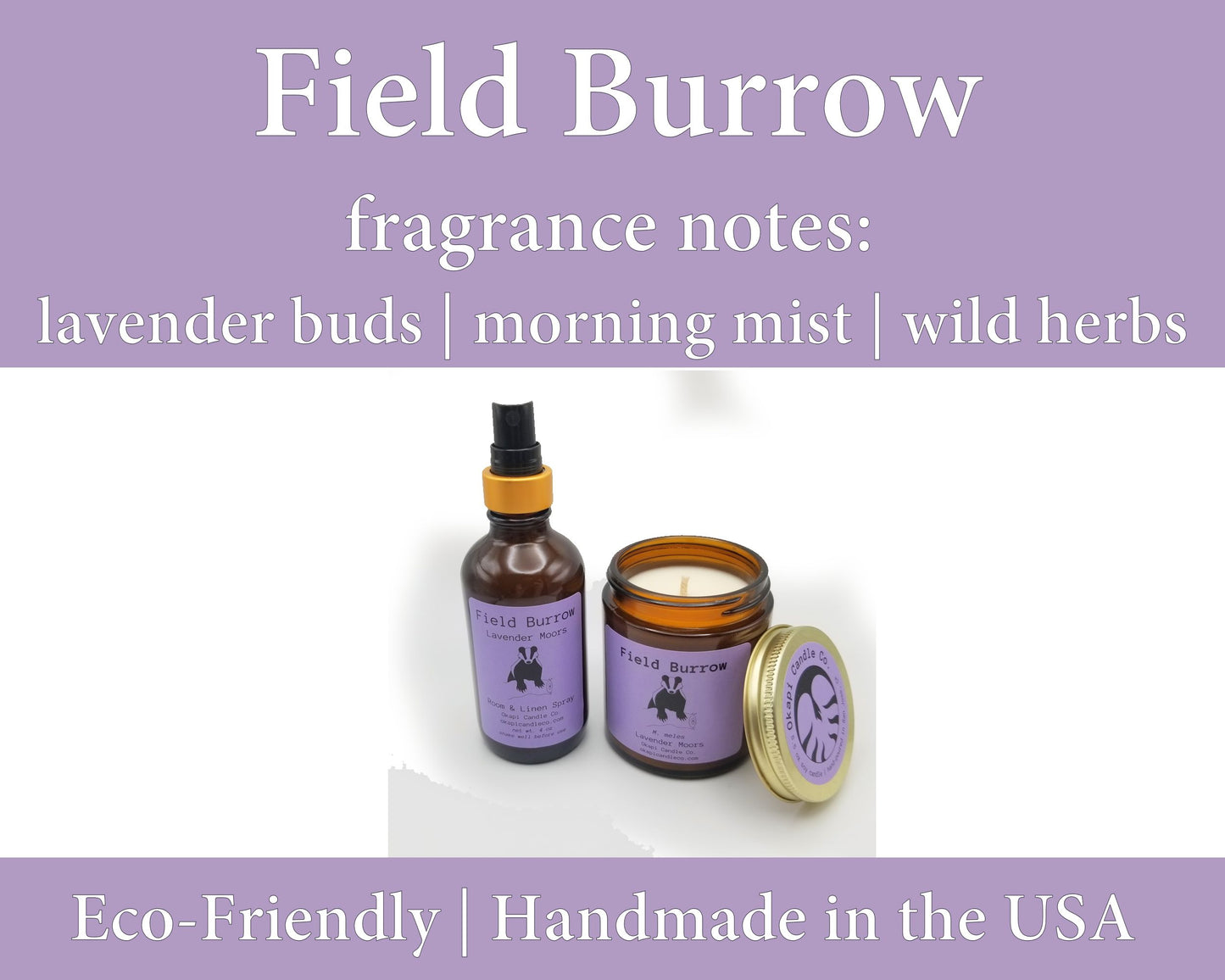 Field Burrow Badger Soy Candle - Lavender Moors Fragrance