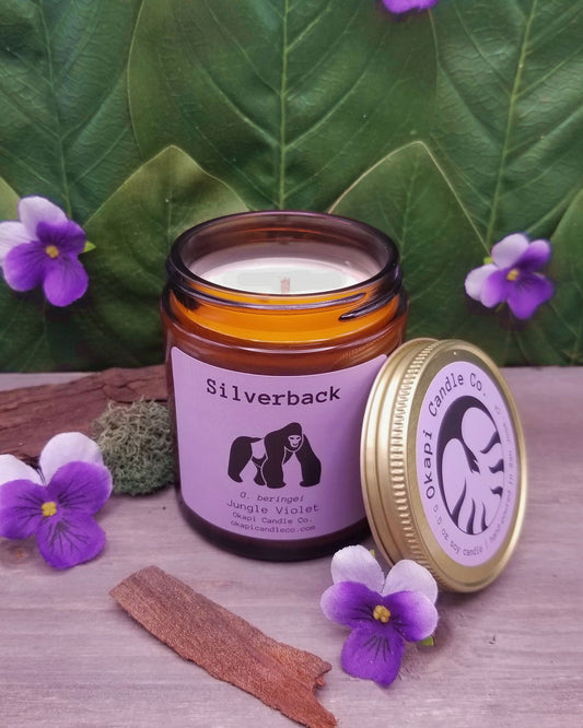 Silverback Gorilla Soy Candle - Jungle Violet Fragrance