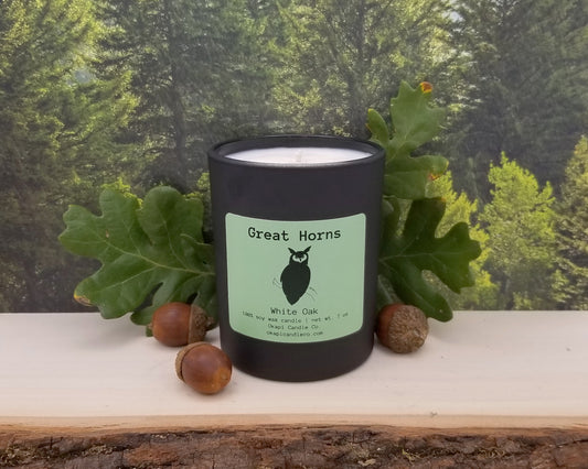 Great Horned Owl Soy Candle - White Oak Fragrance