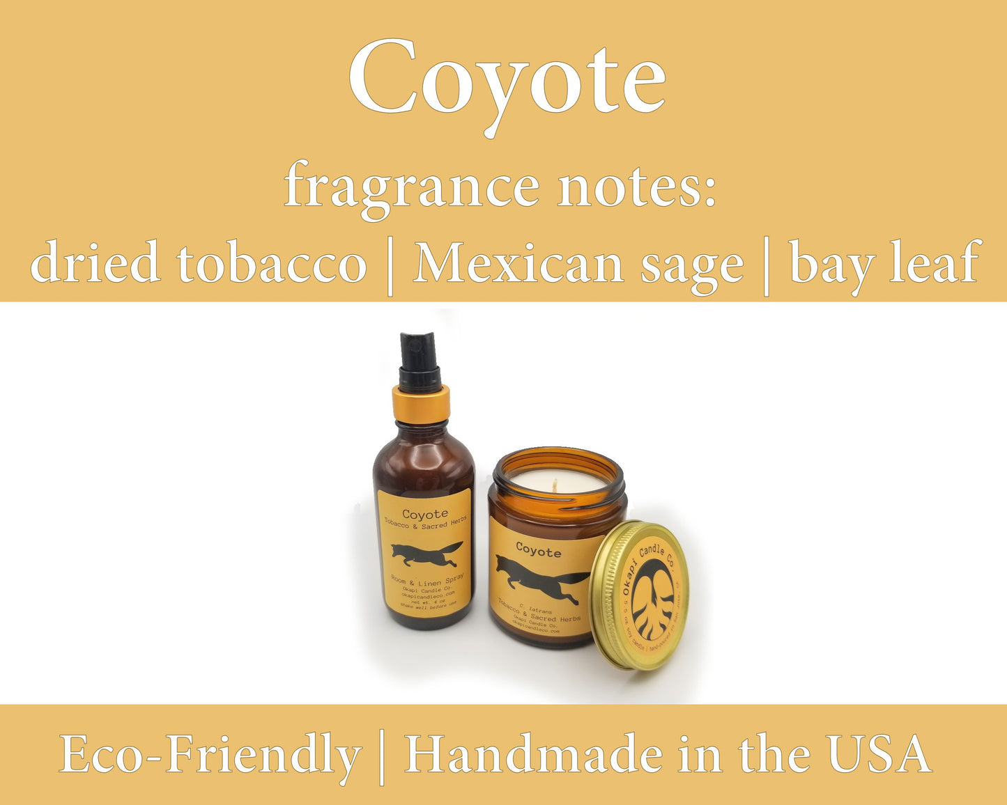 Coyote Soy Candle - Tobacco and Sacred Herbs Fragrance