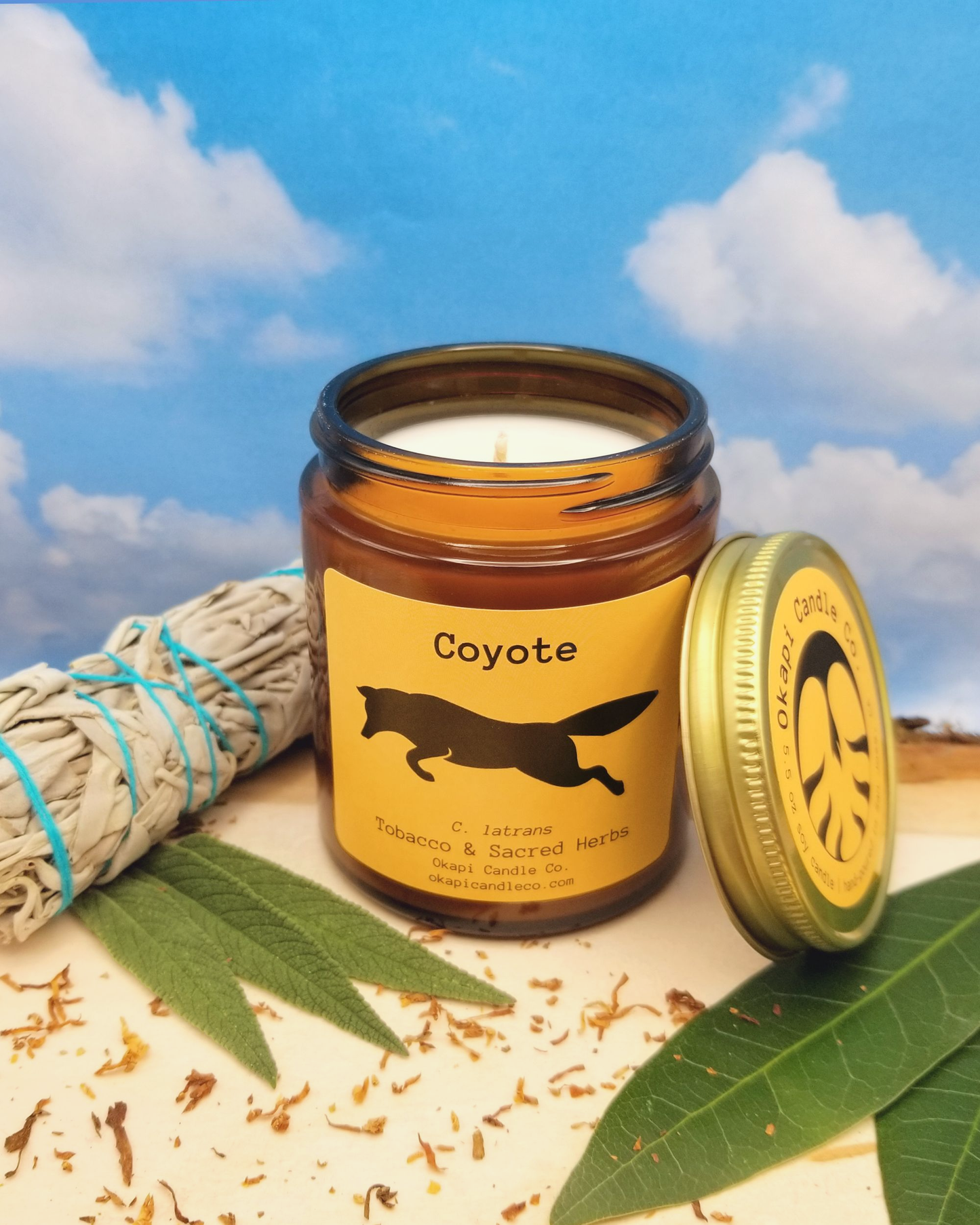 Coyote Soy Candle - Tobacco and Sacred Herbs Fragrance