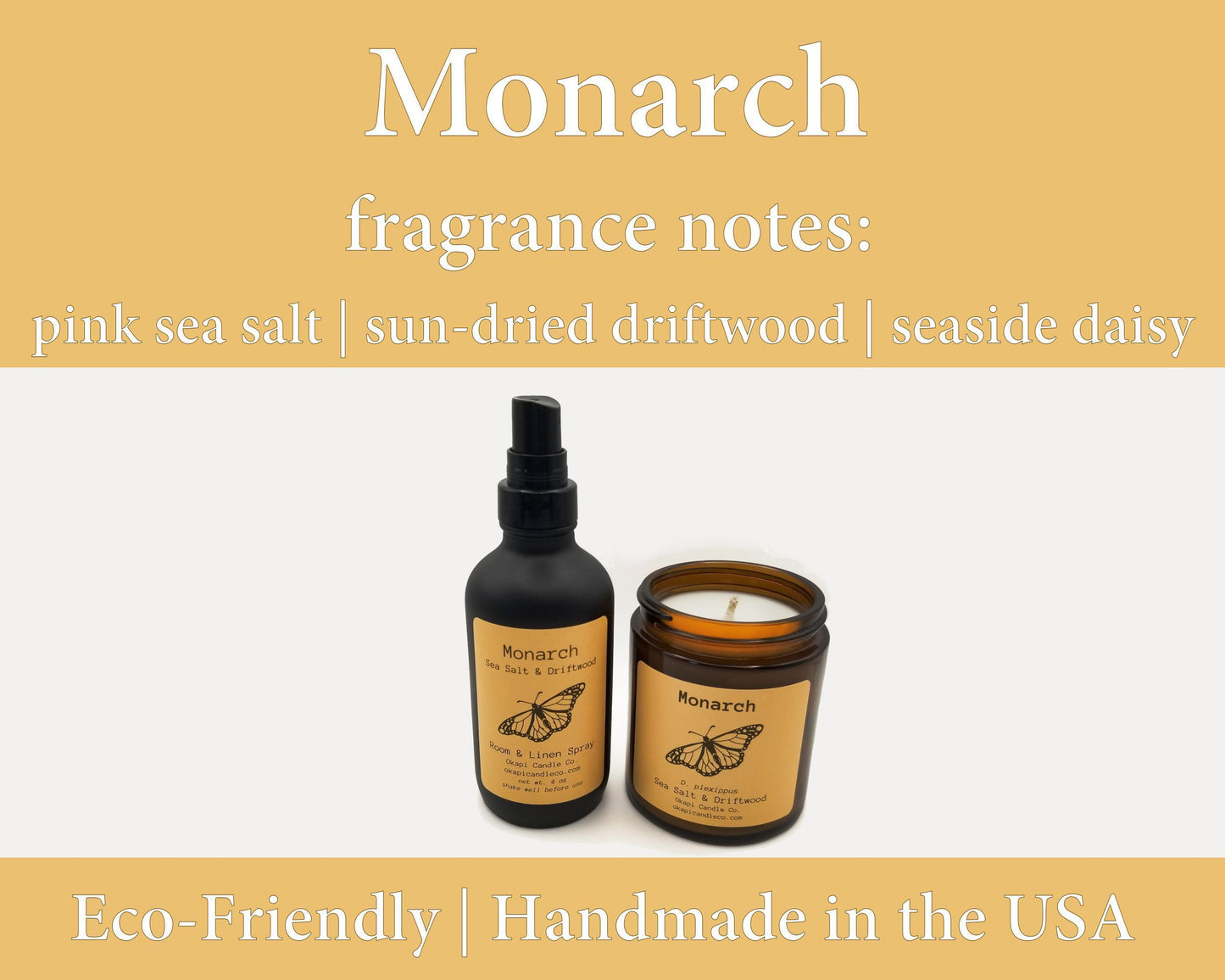 Monarch Butterfly Soy Candle - Sea Salt & Driftwood Fragrance