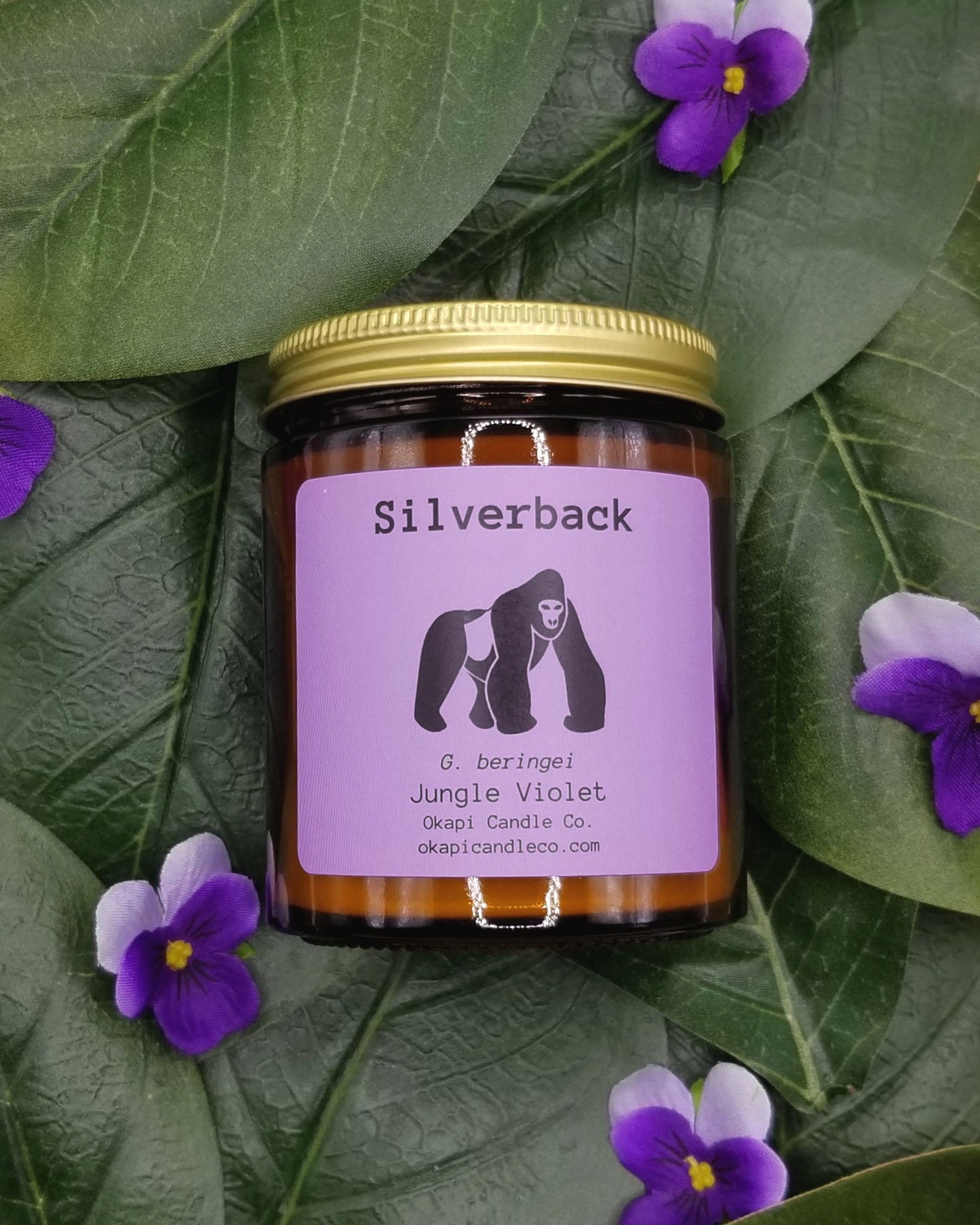 Silverback Gorilla Soy Candle - Jungle Violet Fragrance