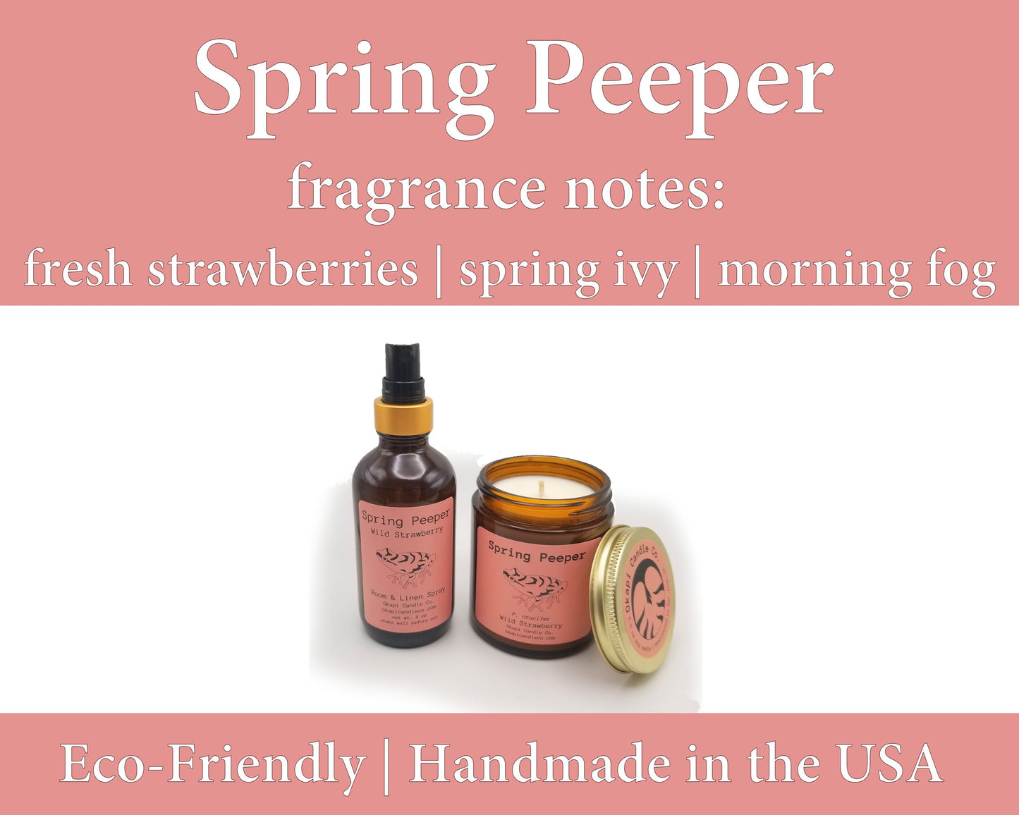Spring Peeper Frog Inspired Soy Candle - Wild Strawberry Fragrance